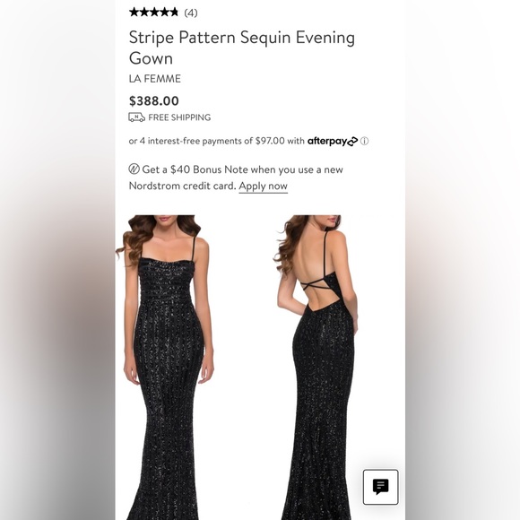 La Femme Simple & Elegant black on black striped gown! Beautiful!🖤🖤 - Picture 7 of 12